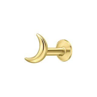 Gold Plated Silver Crescent Moon Labret Cartilage Stud