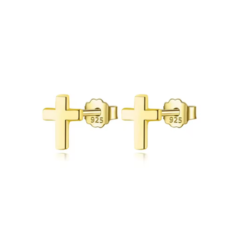 Gold Plated Small Cross Stud Earrings