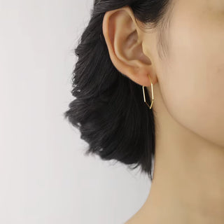 Gold Plated Silver Geometric Hexagon Hoop Earrings
