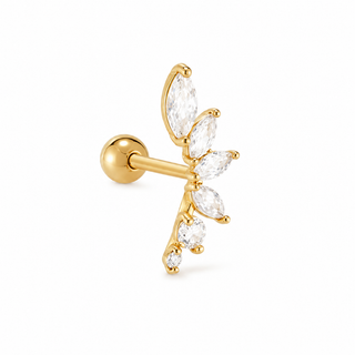 Gold Plated Silver Marquise CZ Vine Cartilage Stud