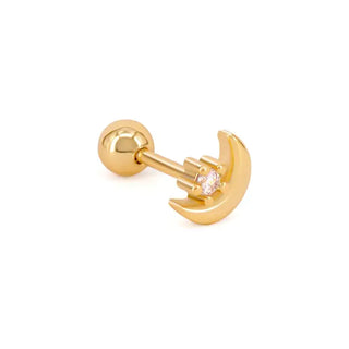 Gold Plated Silver CZ Moon Cartilage Stud