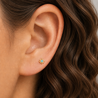 Gold Plated Silver North Star Turquoise Cartilage Stud