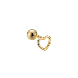 Gold Plated Silver Open Heart Cartilage Stud
