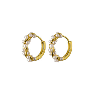 Silver Gold Plated Vintage Style French Twist Pearl Hoops