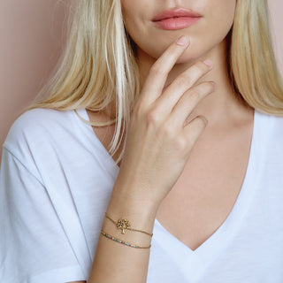 Gold Plated Silver Rainbow Sparkle CZ Bar Bracelet