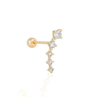 gold cartilage earring wih 5 round czs graduating in size