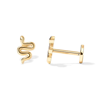 Gold Plated Silver Snake Flat Back Cartilage Earring