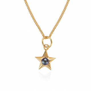 Gold Plated Silver Star Pearl Necklace