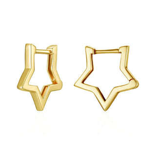 Gold Plated Silver Star Outline Hoop Earrings
