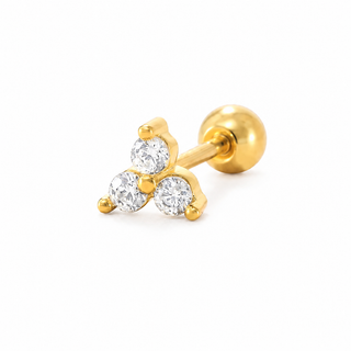 Gold Plated Silver Trefoil CZ Cartilage Stud
