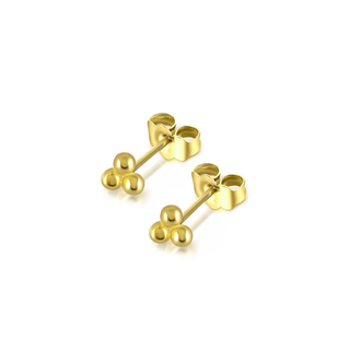 Gold Plated Silver Triple Bead Stud Earrings