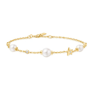 Ania Haie Gold Shell Pearl and Star Station Bracelet