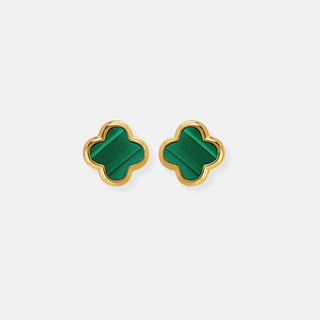 Golden Malachite Stud Earrings | Ear Candy