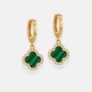 Golden Malachite & CZ Huggy Earrings | Strange the Jewellers