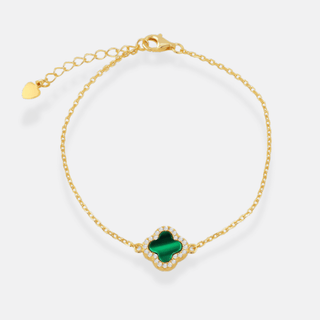 Golden Malachite Clover Bracelet | Styled by Strange