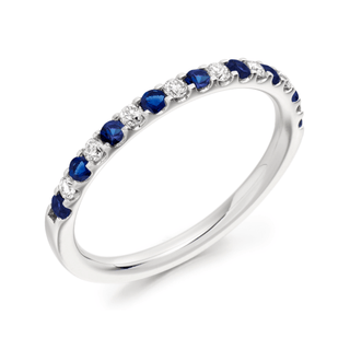 18ct White Gold Sapphire & Diamond Half Eternity Ring