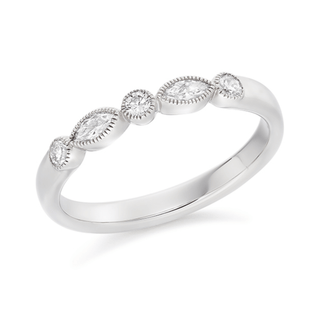 9ct White Gold Round Brilliant & Marquise Cut Diamond Eternity Ring