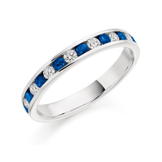 18ct White Gold Sapphire & Diamond Channel Set Eternity