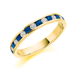 18ct Yellow Gold Sapphire & Diamond Channel Set Eternity