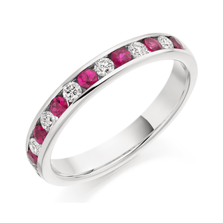 18ct White Gold Ruby & Diamond Channel Set Eternity