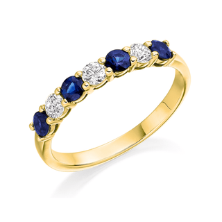 18ct Yellow Gold Sapphire & Diamond 7 Stone Ring