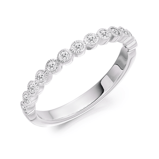 9ct White Gold Milgrain-Edge Diamond Ring