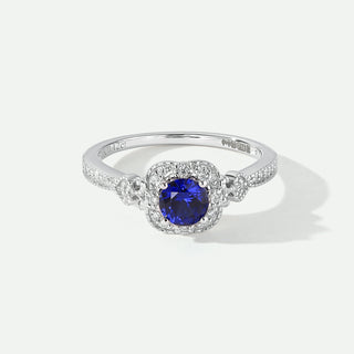 Harper | 18ct White Gold 0.12ct tw Lab Grown Diamond and Created Sapphire Vintage Ring