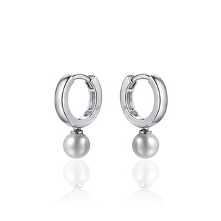 Gisser Silver Drop Pearl Hoops