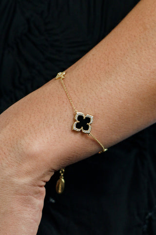 Georgini Gold Plated Silver Midnight Velvet Black Agate Fairwater Bracelet