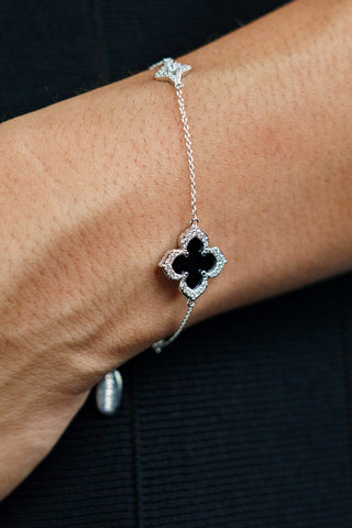 Georgini Silver Midnight Velvet Black Agate Fairwater Bracelet
