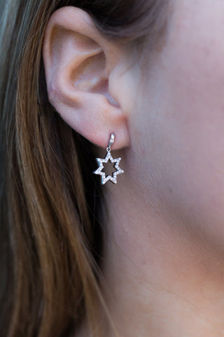 Georgini Silver Star CZ Drop Earrings
