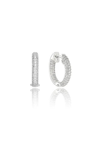Goddess Pave Hoops Silver