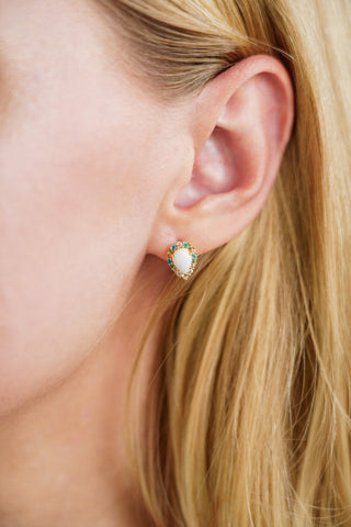 Georgini Gold Plated Silver Wisteria Created Opal Floribunda Stud Earrings