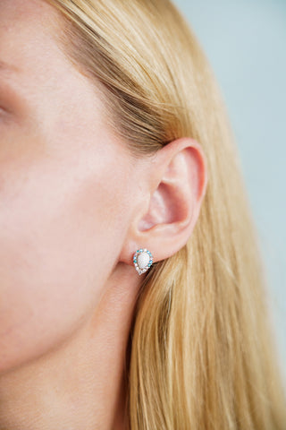 Georgini Silver Wisteria Created Opal Floribunda Stud Earrings