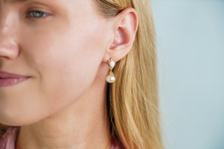 Georgini Gold Plated Silver Wisteria Created Opal & Pearl Drop Earrings