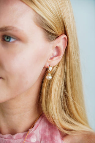 Georgini Gold Plated Silver Wisteria Created Opal & Pearl Drop Earrings