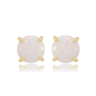 Opal Glow White Created Opal Stud Earrings in Gold