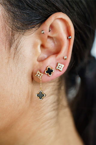 Georgini Gold Plated Silver Midnight Velvet CZ Fairwater Stud Earrings