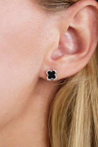 Georgini Silver Midnight Velvet Black Agate Fairwater Stud Earrings