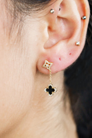 Georgini Gold Plated Silver Midnight Velvet Black Agate Fairwater Drop Earrings