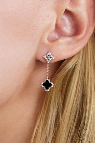 Georgini Silver Midnight Velvet Black Agate Fairwater Drop Earrings