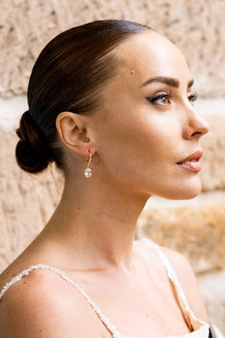 Georgini Gold Plated Silver Elaine Cushion Cut CZ Drop Earrings