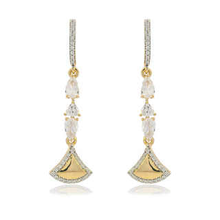 Gold and diamond earrings on a white background