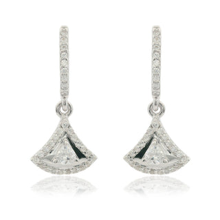 Pair of diamond earrings on a white background