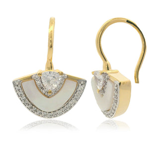 Georgini Gold Plated Silver Chic Noel Mother of Pearl Fan Hook Earrings