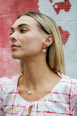 Georgini Gold Plated Silver Chic Noel Mother of Pearl Fan Hook Earrings