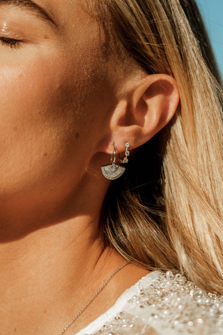 Georgini Silver Chic Noel Mother of Pearl Fan Hook Earrings