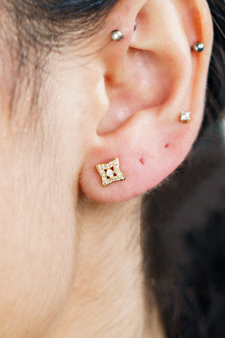 Georgini Gold Plated Silver Midnight Velvet CZ Fairwater Stud Earrings