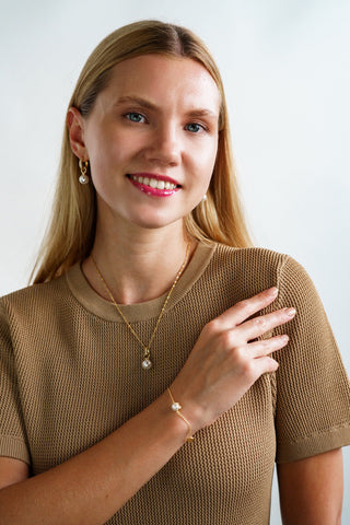 Georgini Gold Plated Silver Agagio Shell Pearl Duo Pendant