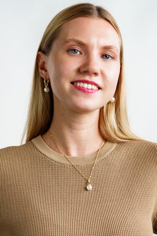 Georgini Gold Plated Silver Adagio Pearl Duo Hoop Earrings